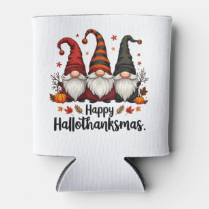 Happy Hallothanksmas Halloween Xmas Gnomes  Can Cooler