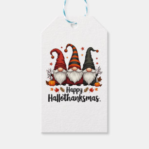 Happy Hallothanksmas Halloween Xmas Gnomes  Gift Tags