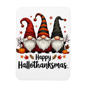 Happy Hallothanksmas Halloween Xmas Gnomes  Magnet