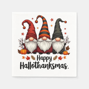 Happy Hallothanksmas Halloween Xmas Gnomes Napkin