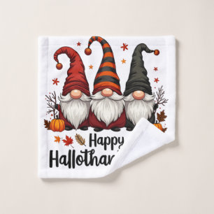 Happy Hallothanksmas Halloween Xmas Gnomes Wash Cloth