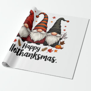 Happy Hallothanksmas Halloween Xmas Gnomes  Wrapping Paper