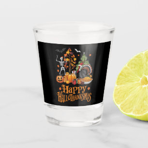Happy Hallothanksmas Happy Halloween Thanksgiving Shot Glass