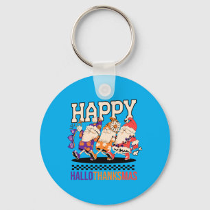 Happy Hallothanksmas Holiday Gnomes Design Keychain