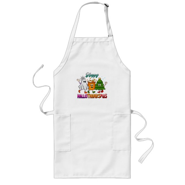 Happy Hallothanksmas Long Apron (Front)