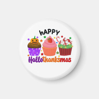 happy hallothanksmas magnet