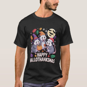 Happy Hallothanksmas Opossum Pumpkin Fun Zip T-Shirt