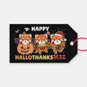 Happy Hallothanksmas Pandas Christmas Red Panda Gi Gift Tags