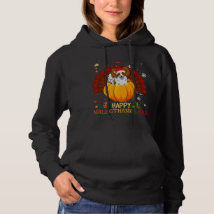 Happy Hallothanksmas Papillon Dog Halloween Xmas Hoodie