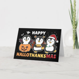 Happy Hallothanksmas Penguins Christmas Penguin Ho Holiday Card