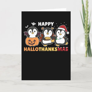 Happy Hallothanksmas Penguins Christmas Penguin Holiday Card