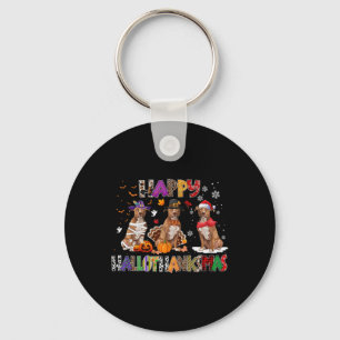 Happy Hallothanksmas Pitbull Dog Lover Halloween C Keychain