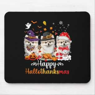 Happy Hallothanksmas Pomeranian Dog Halloween Chri Mouse Pad