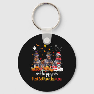 Happy Hallothanksmas Rottweiler Dog Halloween Chri Keychain