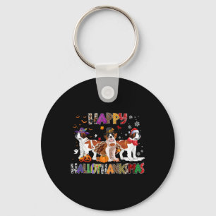 Happy Hallothanksmas Saint Bernard Dog Halloween C Keychain