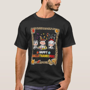 Happy Hallothanksmas Santa Cow Halloween Thanksgiv T-Shirt