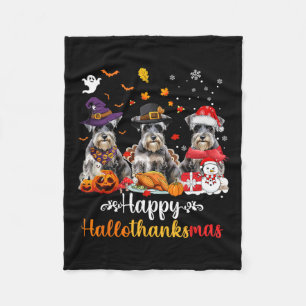 Happy Hallothanksmas Schnauzer Dog Halloween Chris Fleece Blanket
