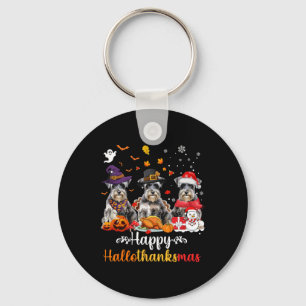 Happy Hallothanksmas Schnauzer Dog Halloween Chris Keychain