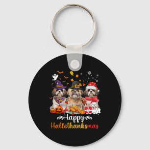 Happy Hallothanksmas Shih Tzu Dog Halloween Christ Keychain