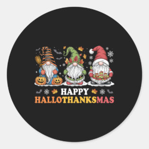 Happy Hallothanksmas Shirt Halloween Thanksgiving  Classic Round Sticker