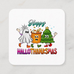 Happy Hallothanksmas Square Business Card