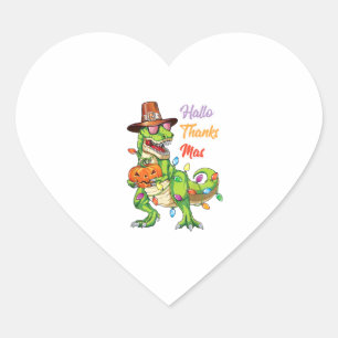 Happy Hallothanksmas T Rex Halloween Thanksgiving  Heart Sticker