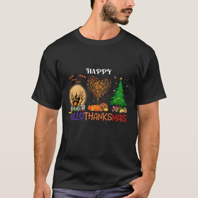 Happy Hallothanksmas T-Shirt (Front)