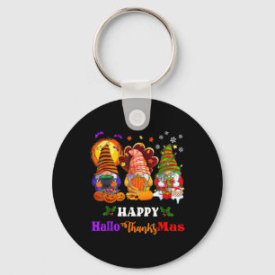 Happy Hallothanksmas Three Gnomes Halloween Merry Keychain