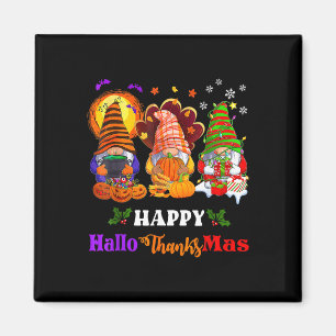 Happy Hallothanksmas Three Gnomes Halloween Merry  Magnet