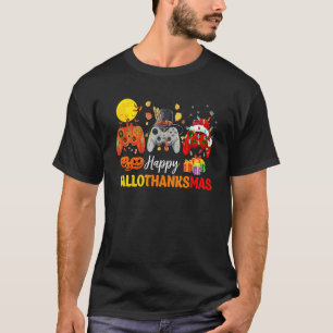 Happy Hallothanksmas Video Game Controller Pumpkin T-Shirt