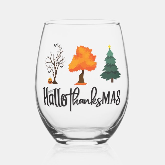 Happy HalloThanksMas Vin Verre (Recto)