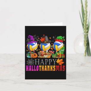 Happy Hallothanksmas Volleyball Halloween Thanksgi Card