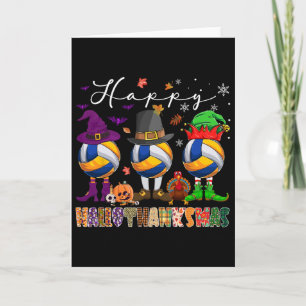 Happy Hallothanksmas Volleyll Halloween Thanksgivi Card