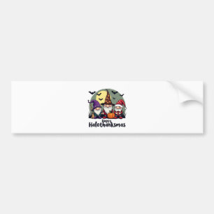 Happy Hallothanksmas Xmas Halloween Gnomes  Bumper Sticker