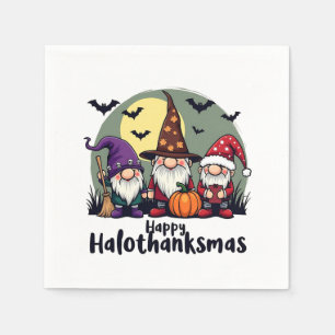 Happy Hallothanksmas Xmas Halloween Gnomes  Napkin