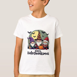 Happy Hallothanksmas Xmas Halloween Gnomes  T-Shirt