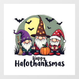 Happy Hallothanksmas Xmas Halloween Gnomes  Window Cling