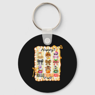 Happy Hallothanksmas Y’all Coquette Bow Halloween Keychain