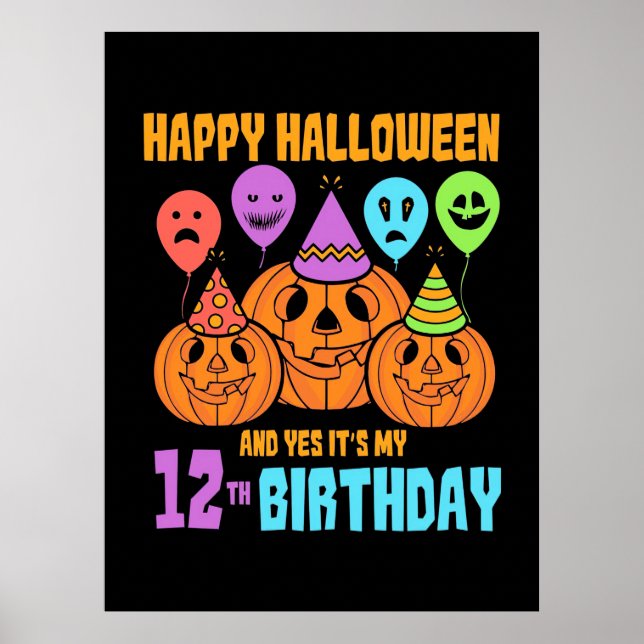 Happy Halloween 12th Birthday Poster (Front)