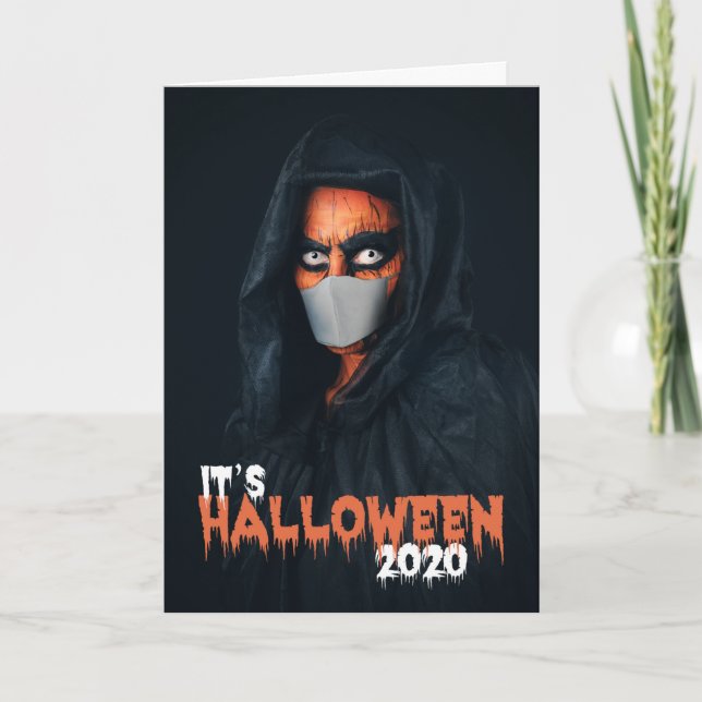 Happy Halloween 2020 Monster In Face Mask Holiday Card (Front)