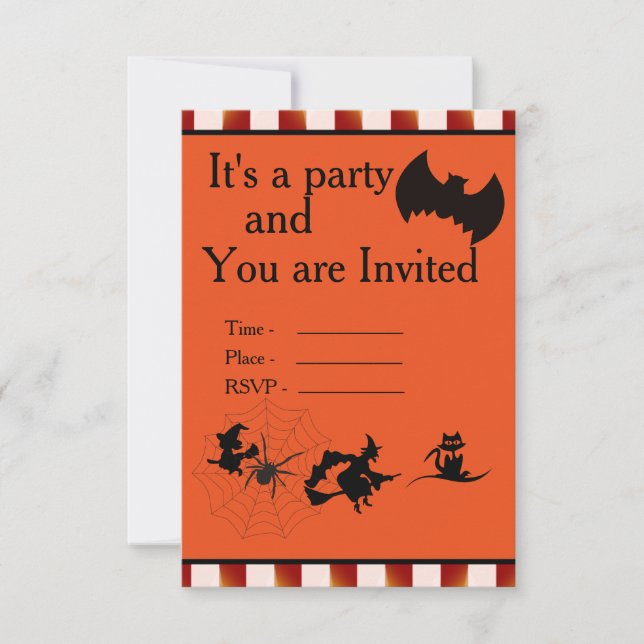 Happy Halloween 2020 with Spider Bat Witches Cat Invitation (Front)
