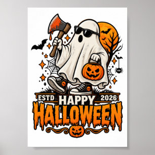 Happy Halloween 2026 Ghost with Sunglasses Poster