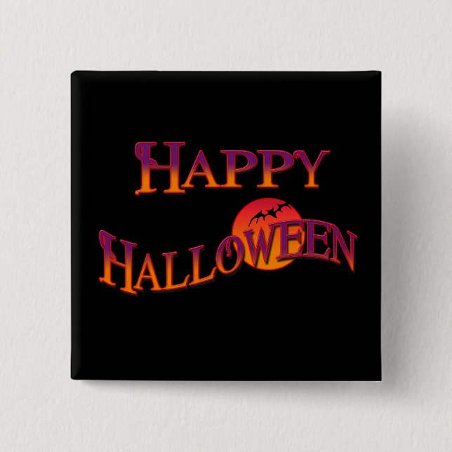 Happy Halloween 2 Inch Square Button (Front)