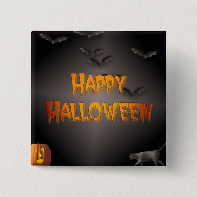Happy Halloween 2 Inch Square Button (Front)