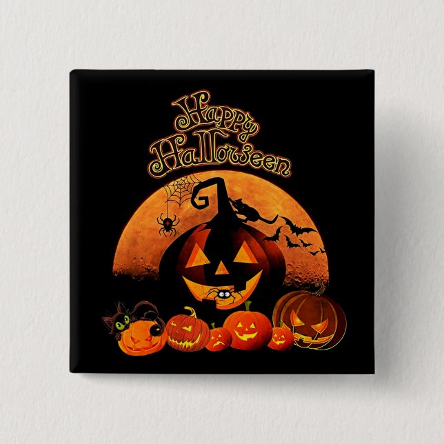 Happy Halloween 2 Inch Square Button (Front)