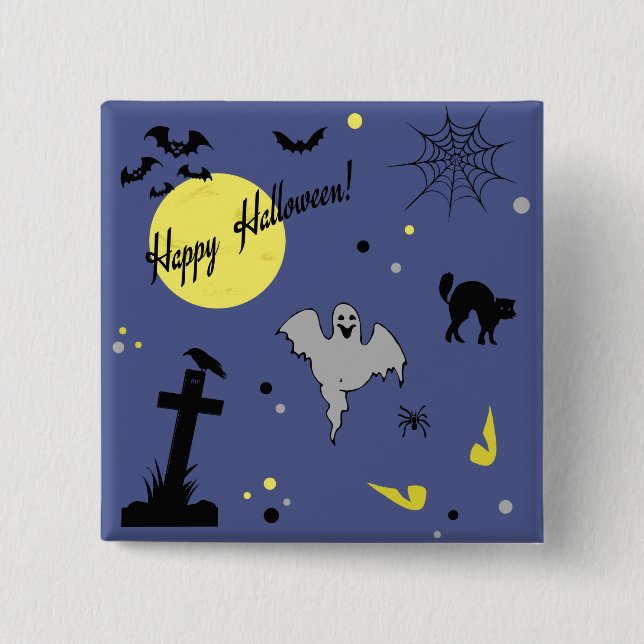 Happy Halloween 2 Inch Square Button (Front)
