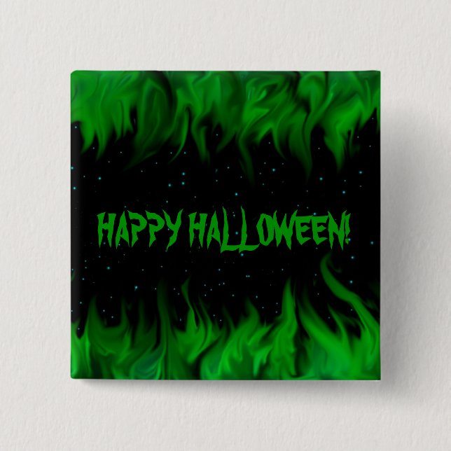 HAPPY HALLOWEEN! 2 INCH SQUARE BUTTON (Front)