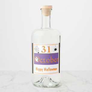 Happy Halloween 31 October Spider Halloween Party  Liquor Bottle Label