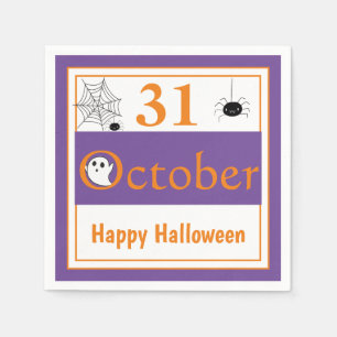 Happy Halloween 31 October Spider Halloween Party  Napkin