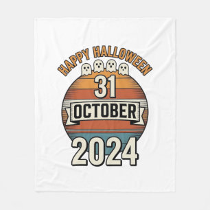 Happy Halloween 31 October Vintage Ghost Design_1 Fleece Blanket